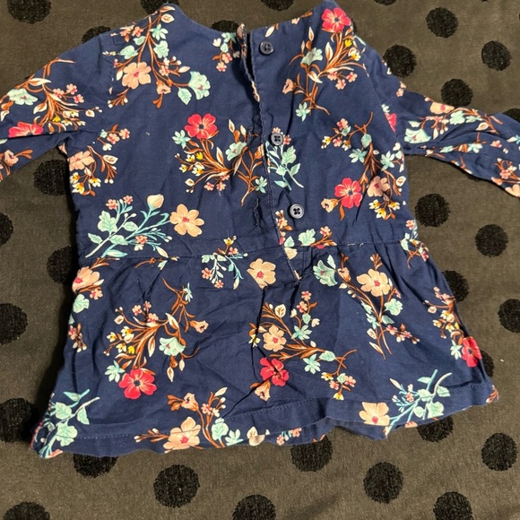 Carter’s long sleeve fall floral top - navy blue with bright floral
print - Picture 3 of 4